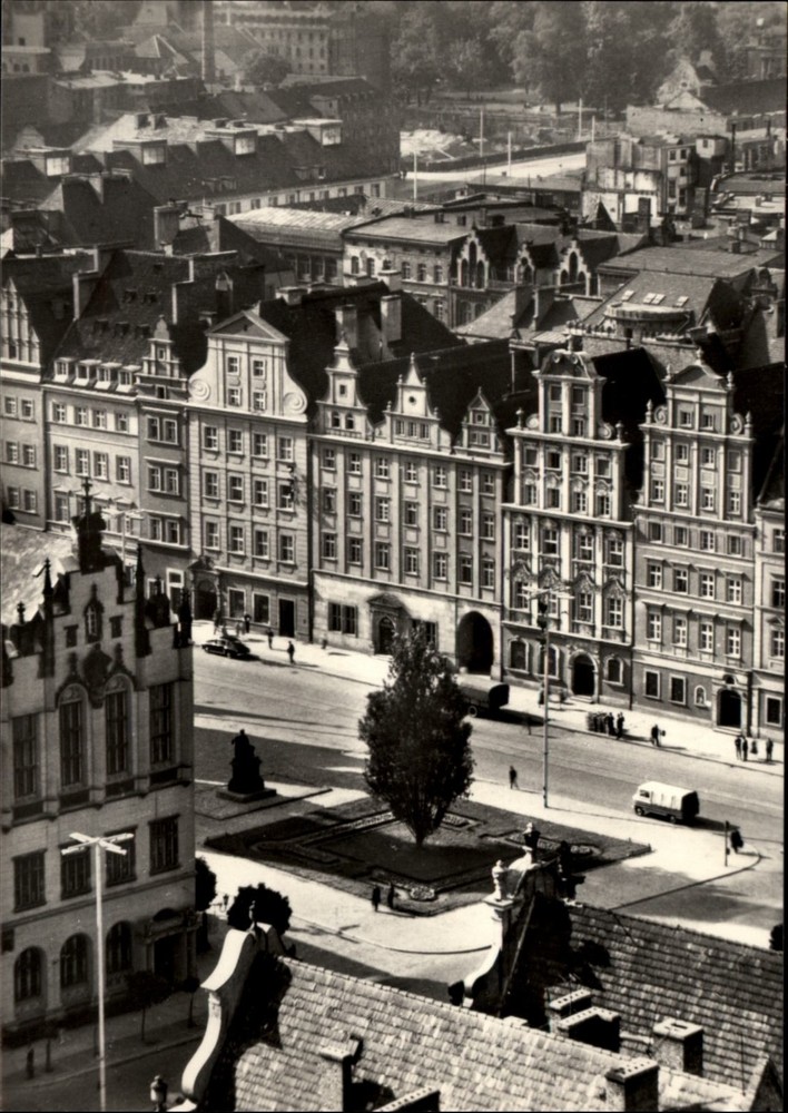 RPPC Aerial View Wroclaw Poland Rynek vintage postcard b945
