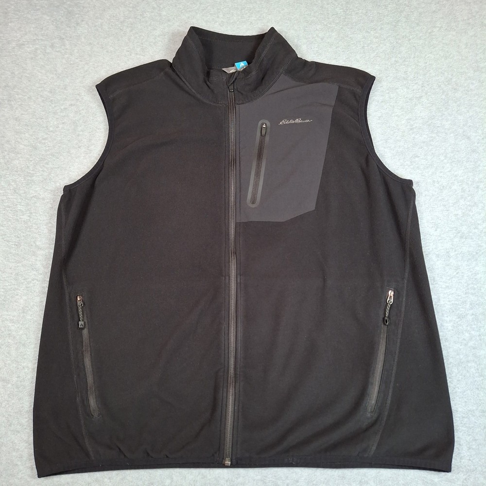 Eddie Bauer First Ascent Vest Mens XL Black Fleece Full Zip Pockets Outdoor