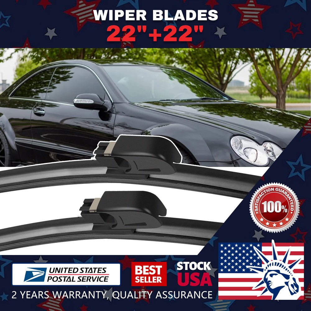 Waterproof 22''+22'' Premium Rubber Bracketless Windshield Wiper Blades /pair