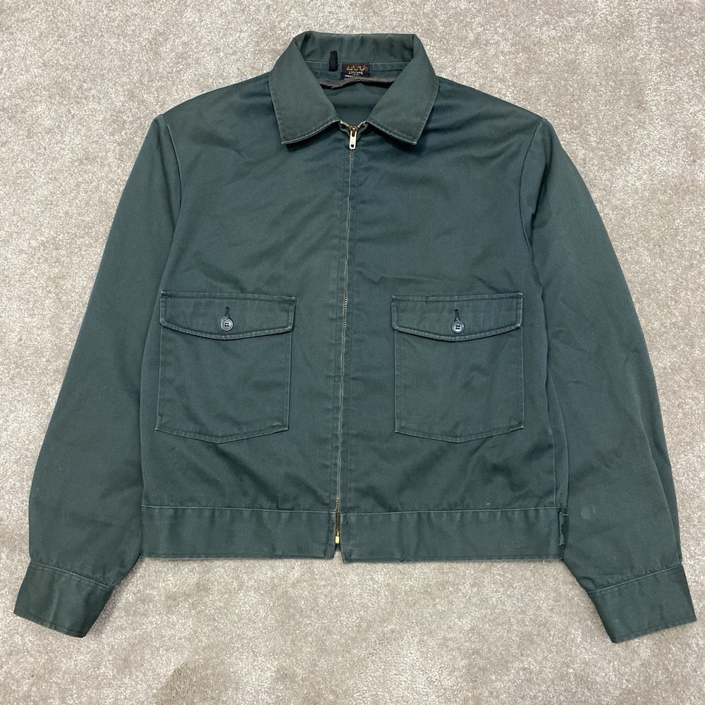 Vintage 1960s Lee Chetopa Twill Green Work Jacket Size 40 Made In USA
