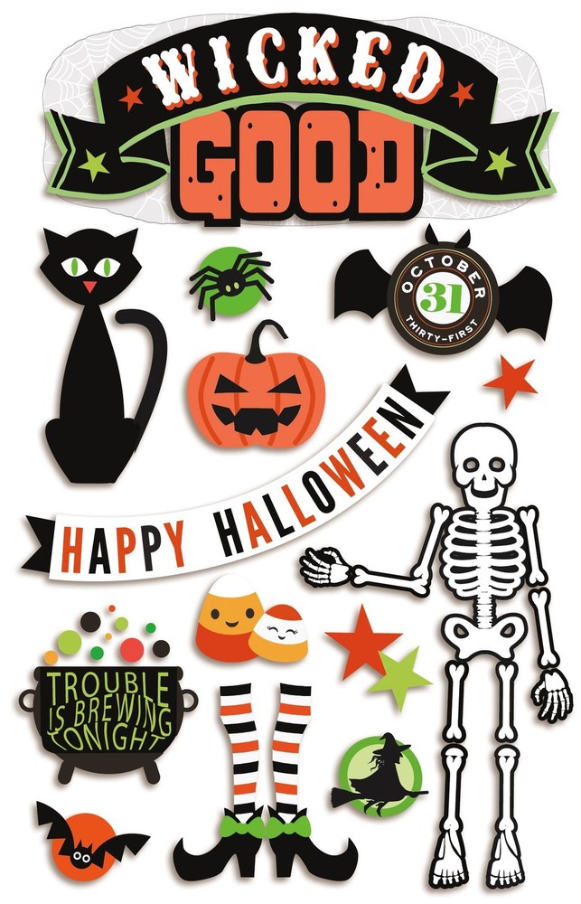 Wicked Good Stickers, Dimensional, 3-Pack