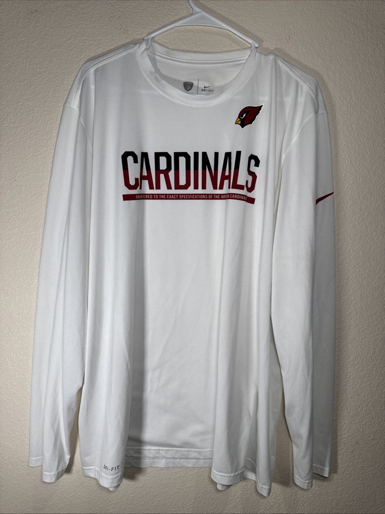 Nike Arizona Cardinals Shirt Mens White XXL  training Dri-Fit  Long Sleeve