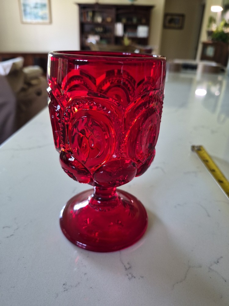 L.E. Smith Moon & Stars Ruby Red Goblet 6