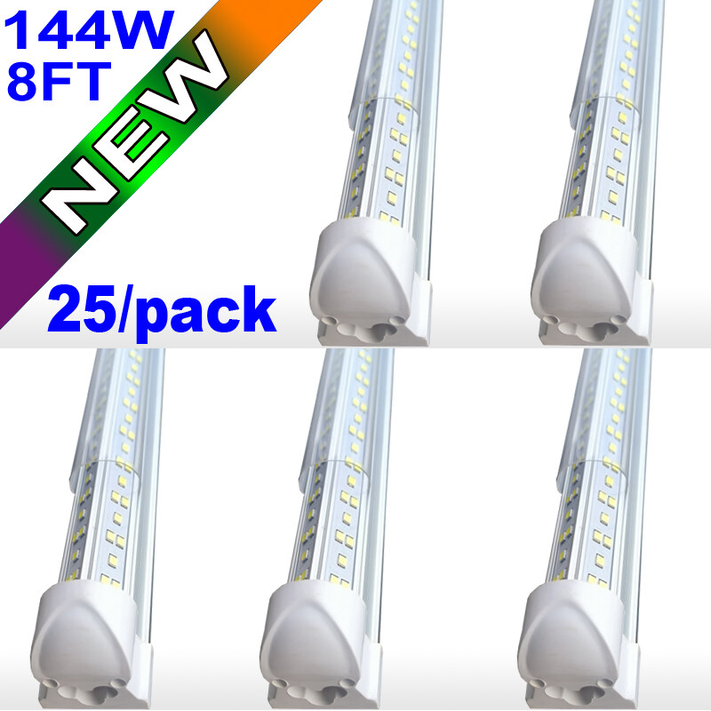 25Pack 8ft LED Tube Light Bulbs 144W 6500K 8 Foot LED Shop Light Fixture 18000LM