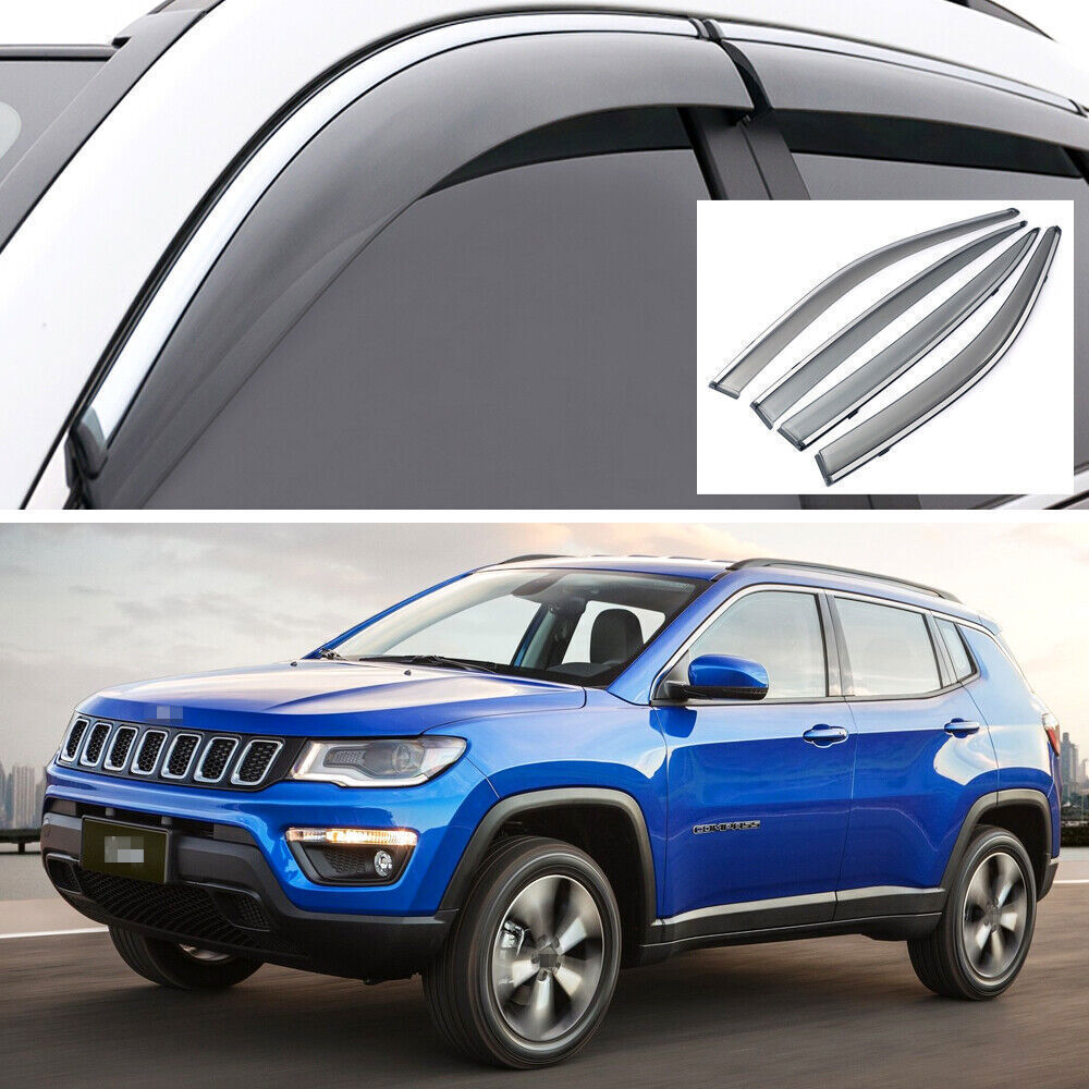 4X Side Window Deflector Visors Rain Guard Vent Shade for Jeep Compass 2018-2020