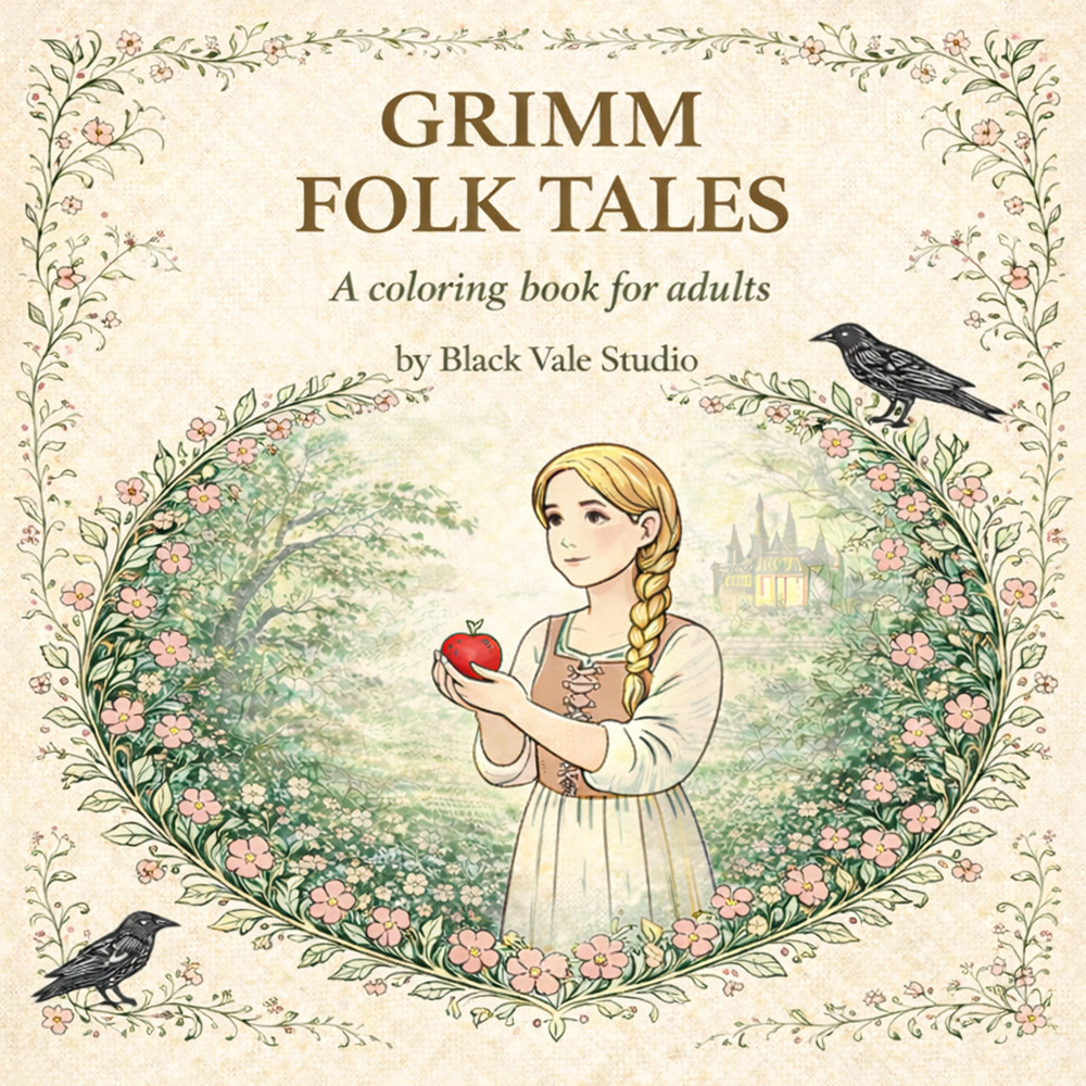 Grimm Folk Tales Coloring Book for Adults | Fairy Tale Fantasy Art