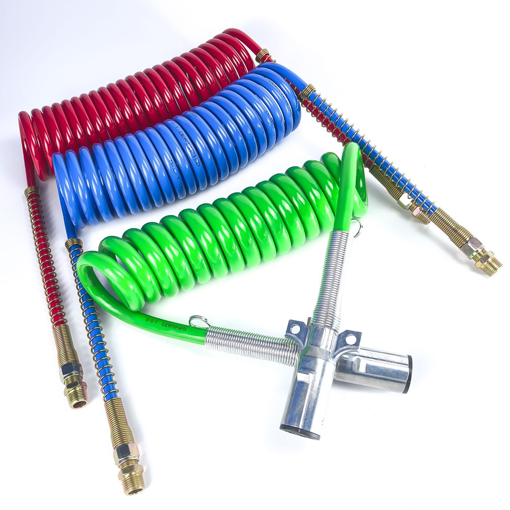 Semi Truck Coiled Air Brake Hoses & ABS Wiring Kit-image