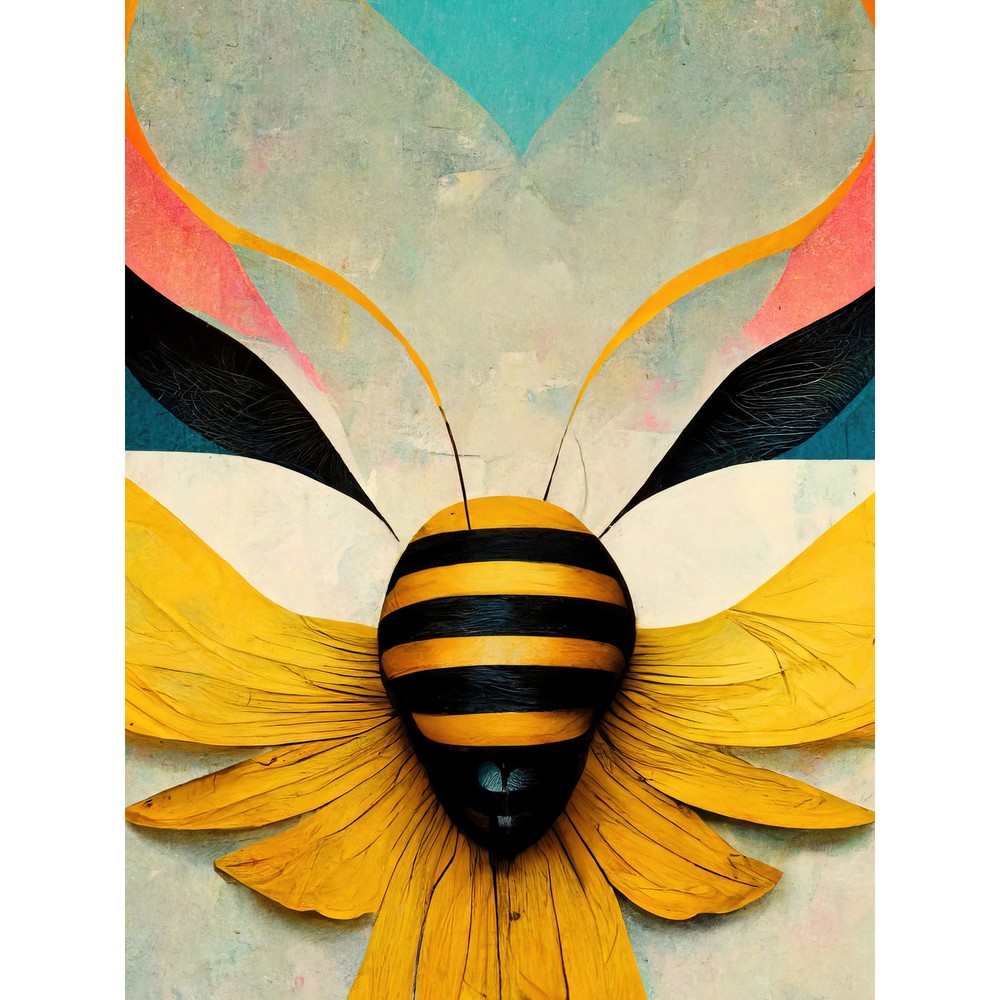 Abstract Contemporary Bumble Bee Huge Wall Art Poster Print Giant