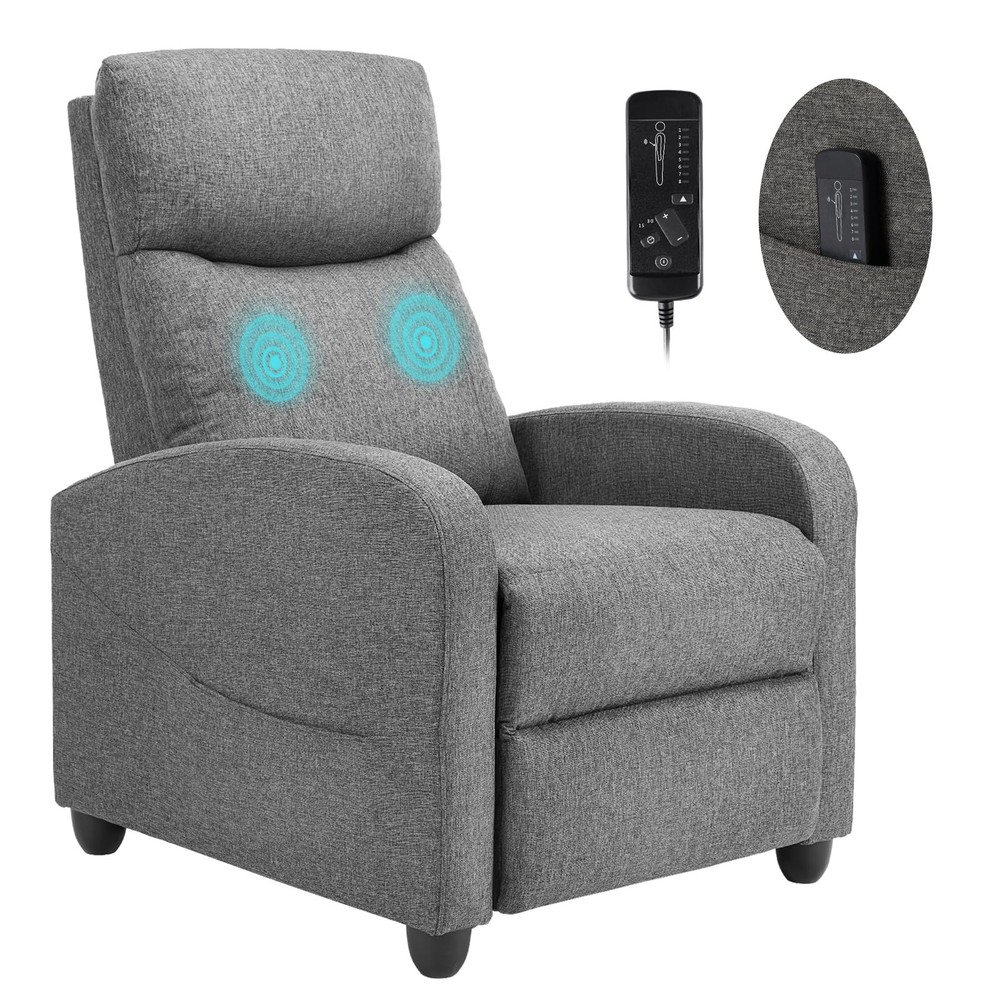 Sweetcrispy Massage Fabric Recliner Chair for Adults, Compact Home Recliner