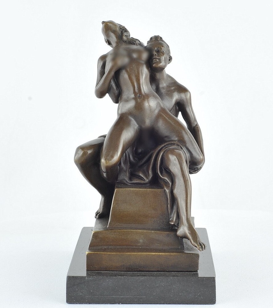 Statue Sculpture Twosome Sexy Art Deco Style Art Nouveau Style Bronze Signed