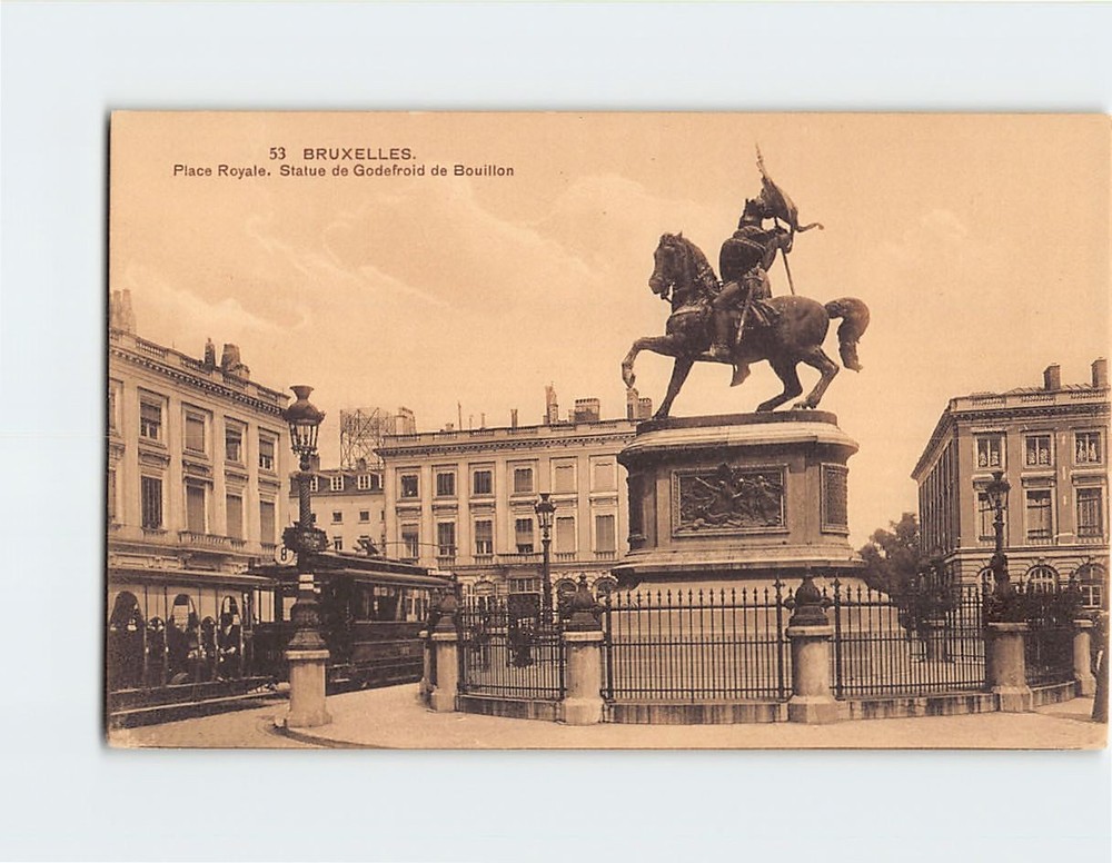 Postcard Place Royale Statue de Godefroid De Bouillon Brussels Belgium