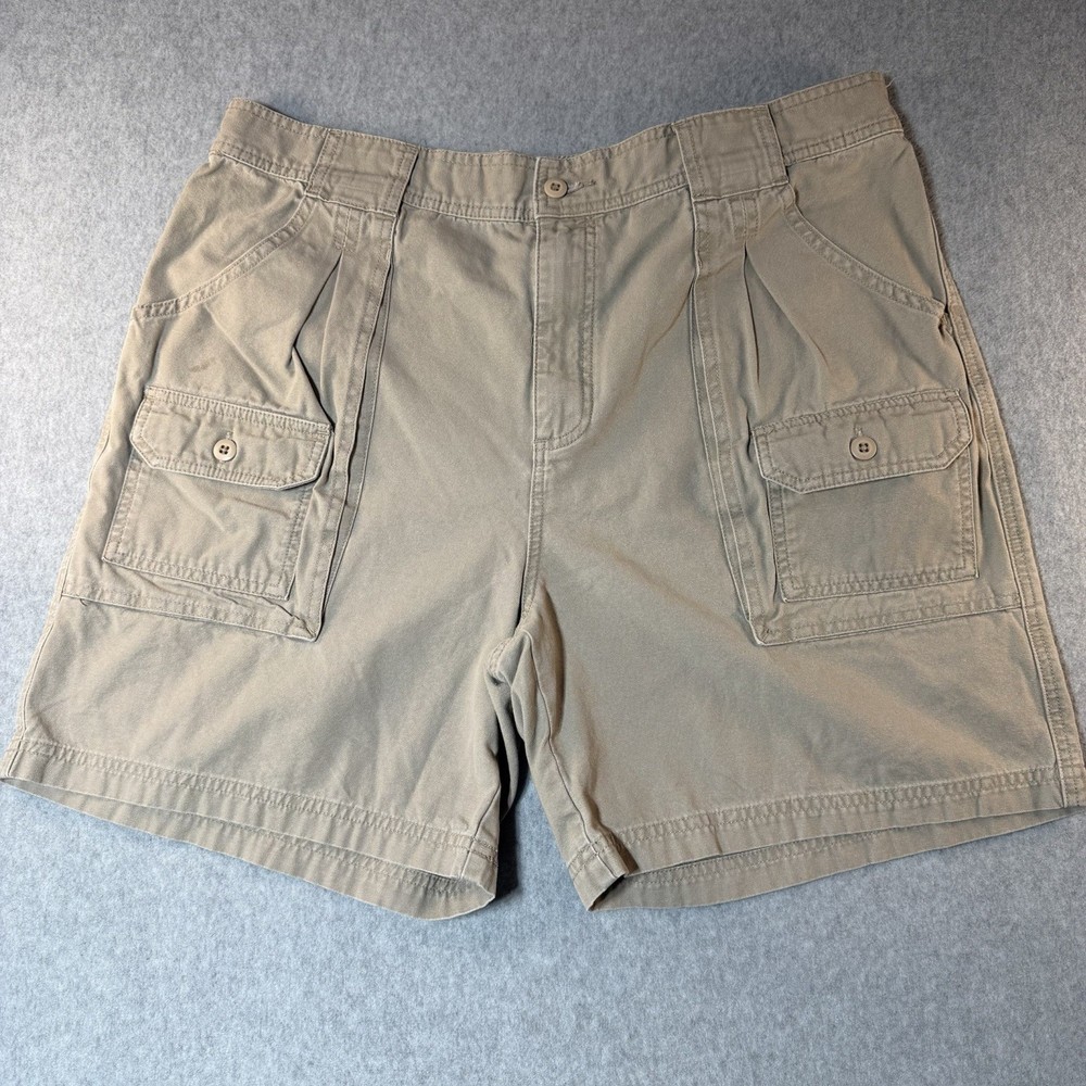 Cabelas Cargo Shorts Mens 36 Khaki Cotton Utility Hiking Outdoor Casual