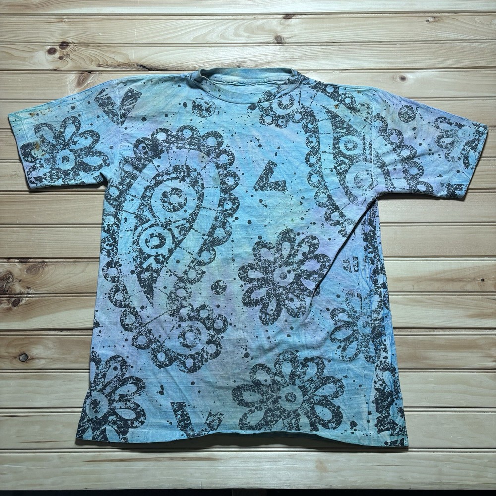 Vintage 80s 90s Floral Hawaiian Hawaii All Over Print AOP Flowers Shirt Size L