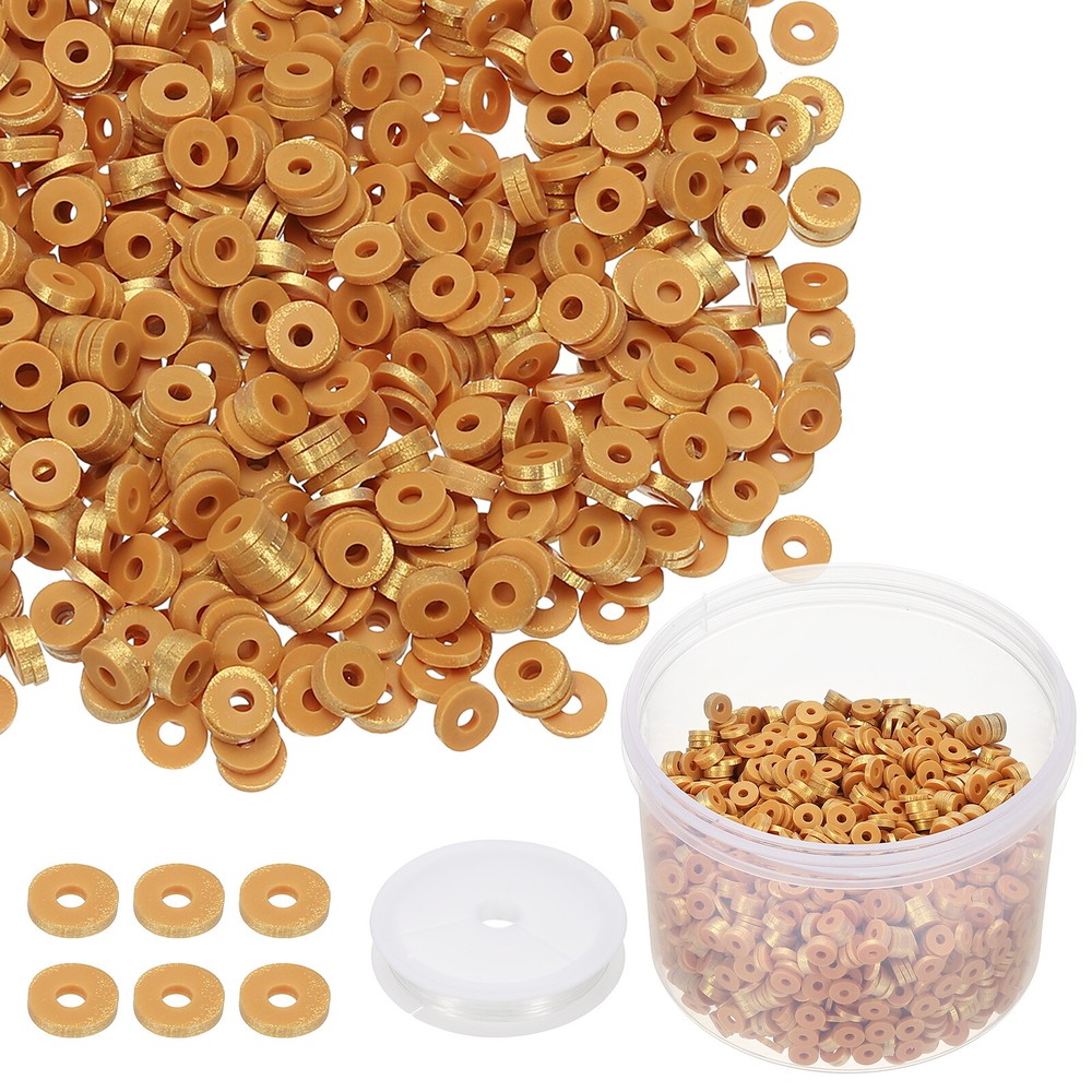 3000 Pcs Gold 6mm Flat Clay Beads Friendship Bracelet DIY Kit with Cord