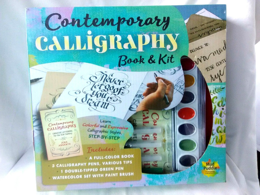 Calligraphy Book &Kit 3 Pens 1 Double Tip Pen Watercolor Set Art Box Art Kit New