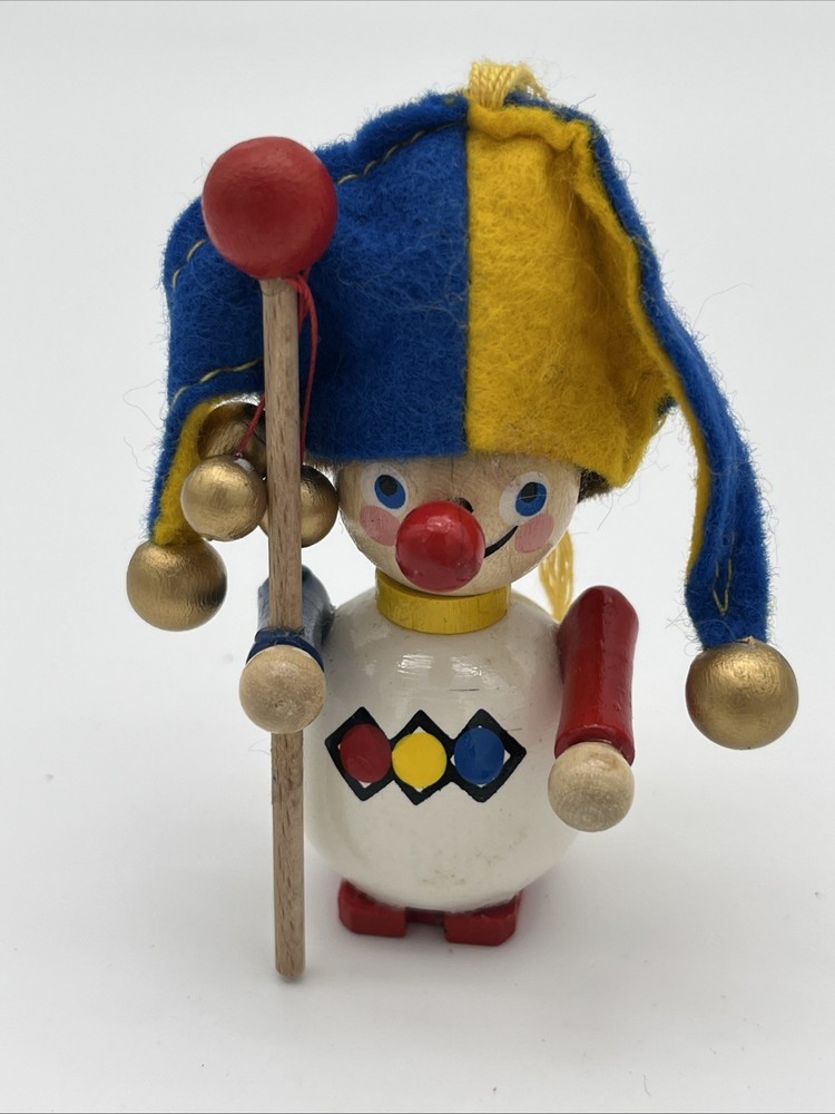 Vintage Steinbach Clown Jester Christmas Tree Ornament Tags German Handmade
