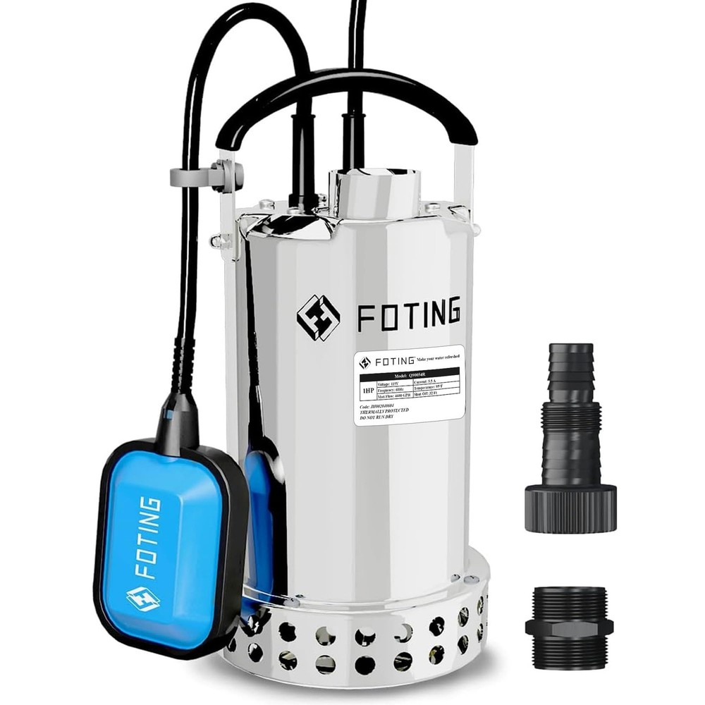 1HP 4600GPH 304 Stainless Steel Sump Pump with Auto Float Switch