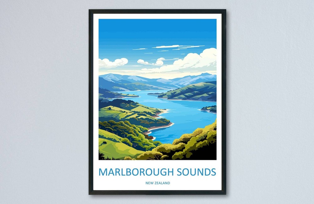 Marlborough Sounds Travel Print Wall Art Marlborough Sounds Wall Hanging Home