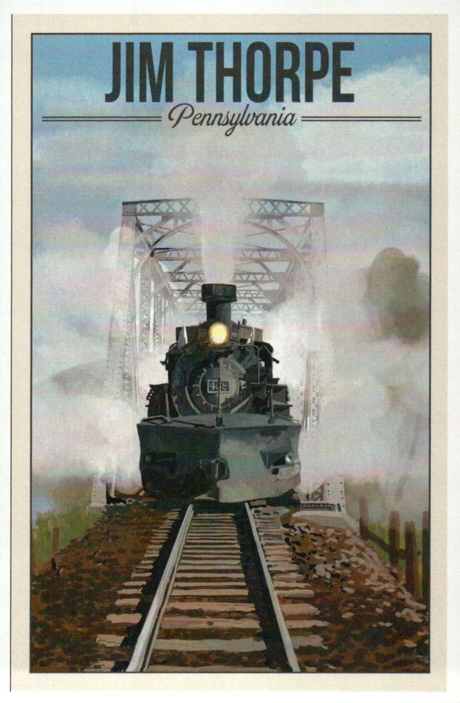 Locomotive Train, Jim Thorpe Pennsylvania Foggy Train Bridge, Railway - Postcard