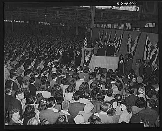 Linden New Jersey 1940s General Motors Eastern Aircraft Division Crowd Meeting