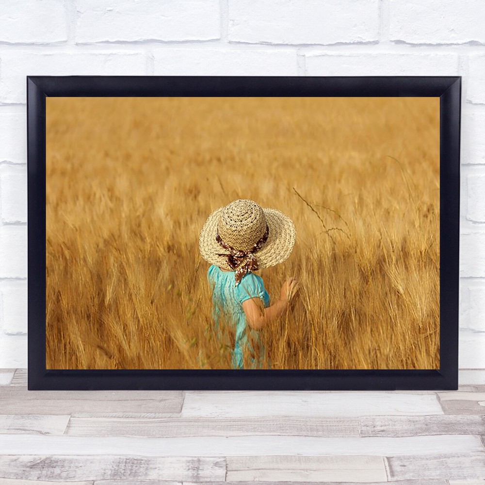 Summertime Summer Field Crops Kid Child Girl Childhood Person Straw Art Print