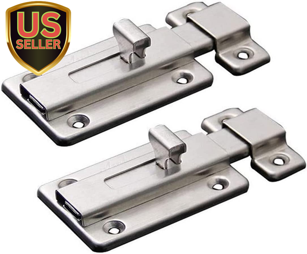 Stainless Steel Sliding Door Lock 2-Pack Surface Mount Latch Bolt