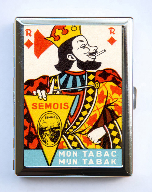 Smoking King Card Match Cigarette Case Wallet Business Card Holder