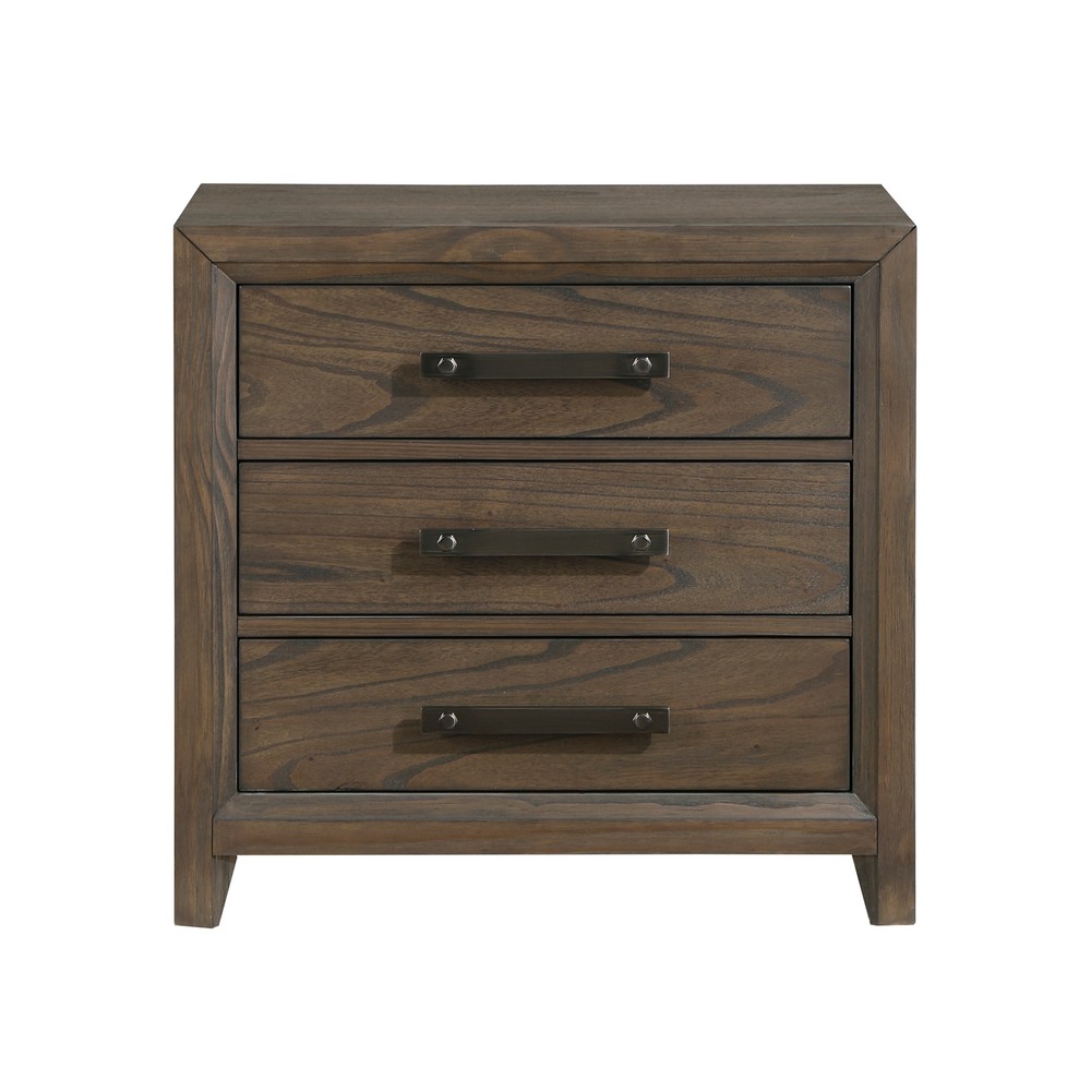 Dark Walnut 3-Drawer Nightstand Classic Bedroom Furniture  