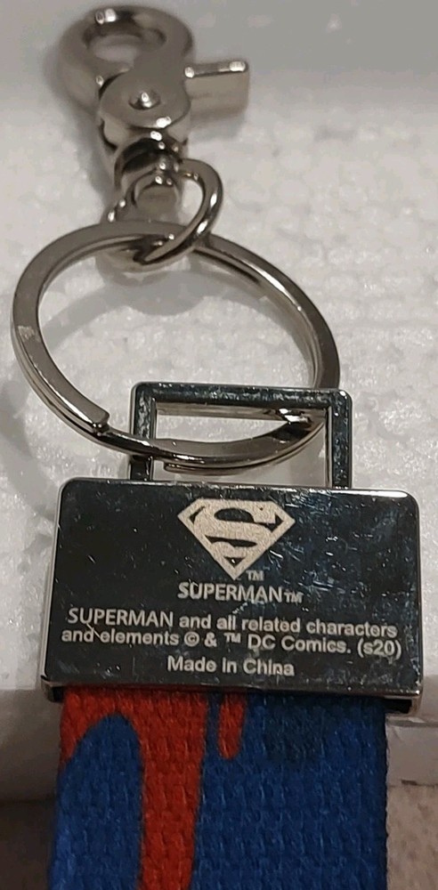 Vintage Six Flags Superman Logo  Shield 8 inches Keychain Double Sided Souvenir