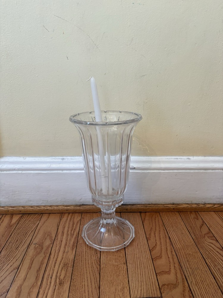 Vintage Lead Crystal Hurricane Candle Holder 2 Pieces 12 Inches Tall