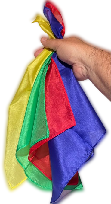 4 Set MAGICIAN SILK HANDKERCHIEFS Magic Trick Prop 12” Red Yellow Green Blue