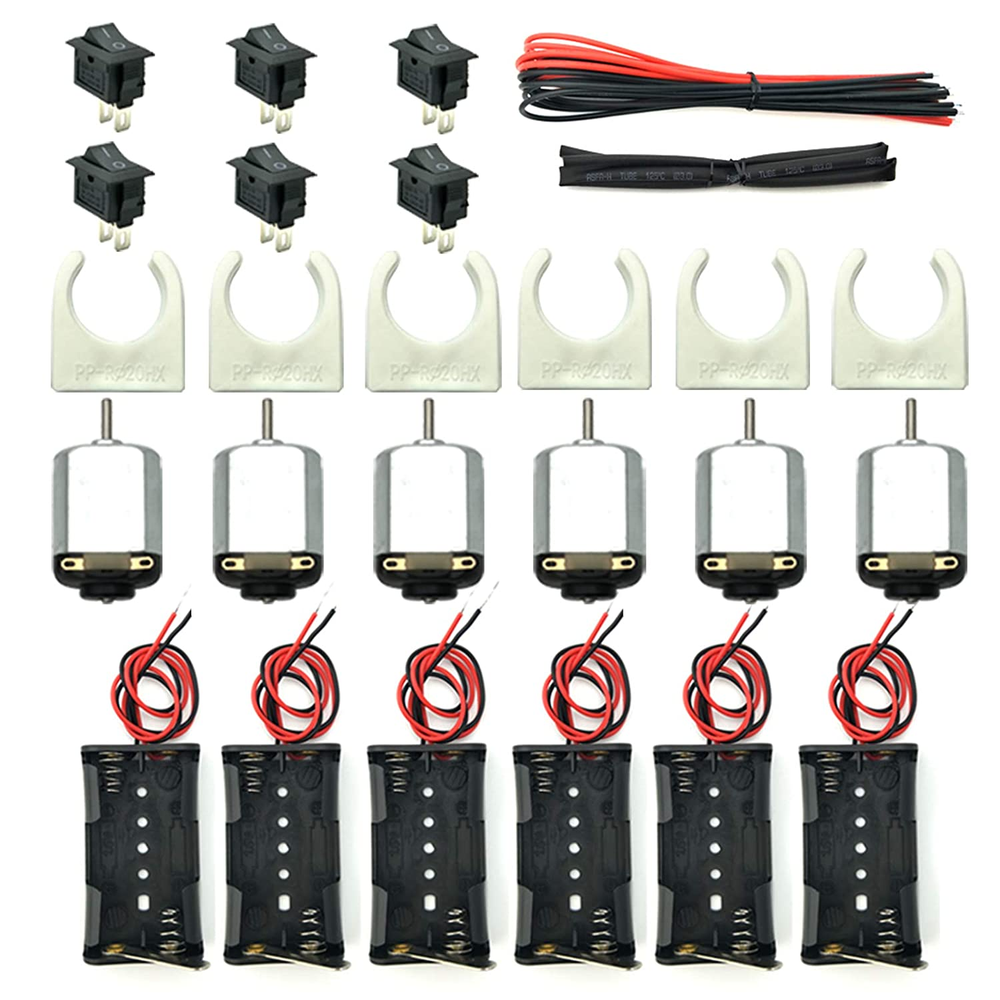 6 Set Small DC Motor Mini Electric Hobby Motors 1.5V-3V 24000RPM with 2X1.5V...