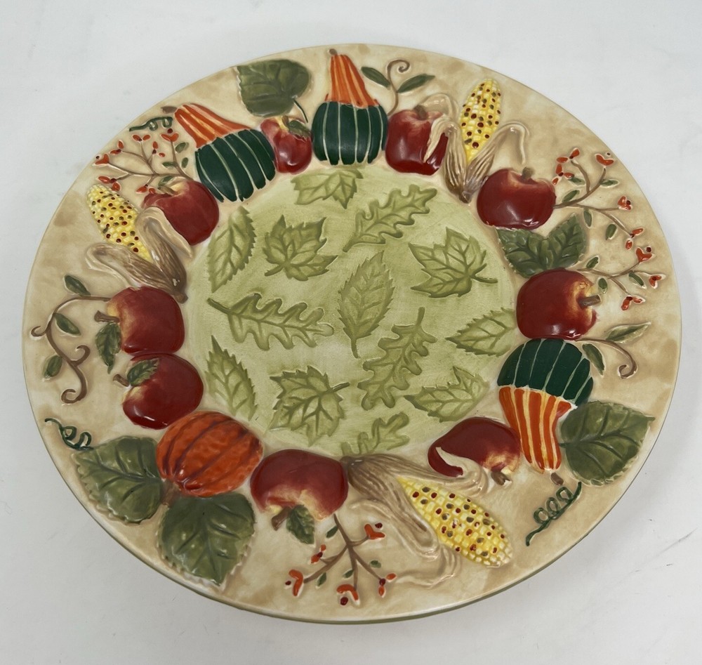 Yankee Candle Autumn Splendor Plate Fall Design Leaves Gourds Ceramic 7.5 in
