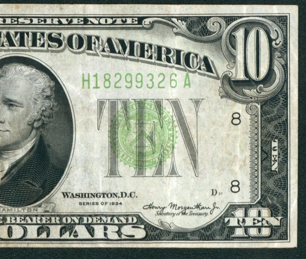 $10 1934 Federal Reserve Note ** DAILY CURRENCY AUCTIONS COMBINED SHIPPING