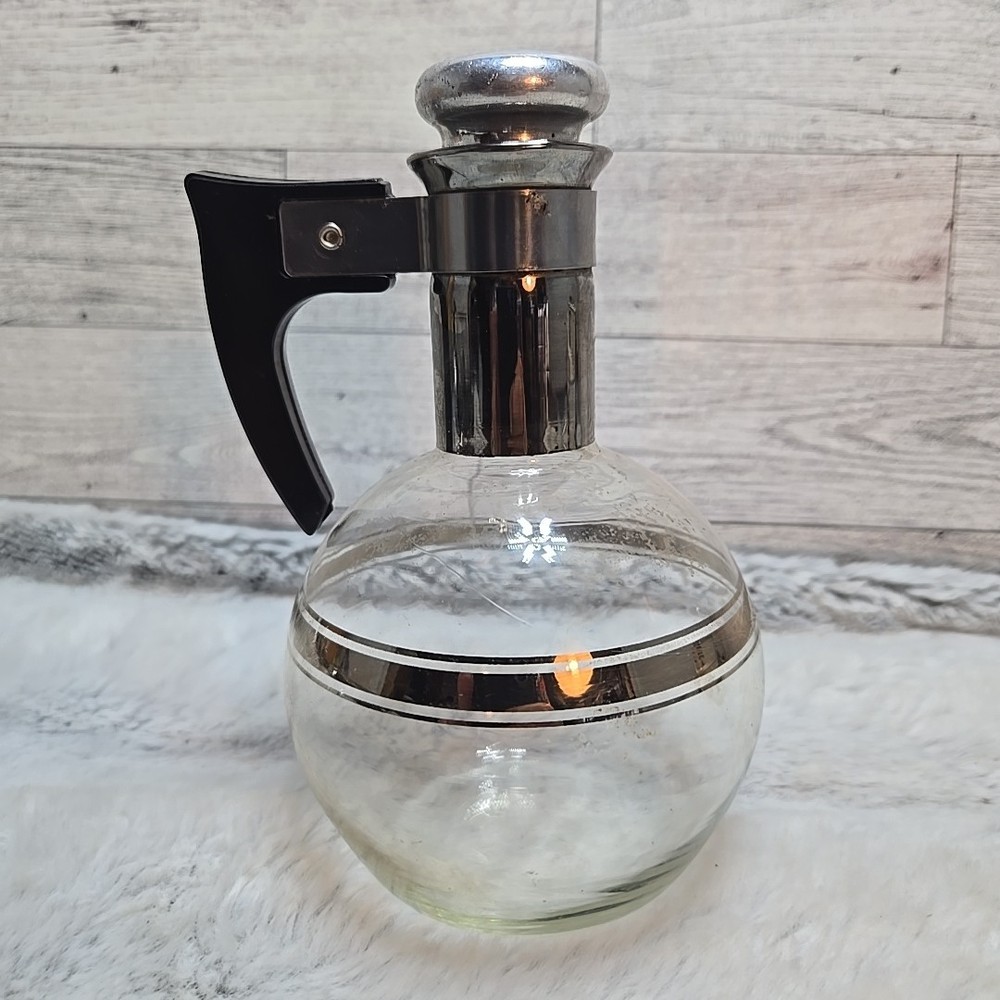 Mid Century Modern Inland Glass Atomic Coffee Pot Carafe Vintage Syrup Wine 50s