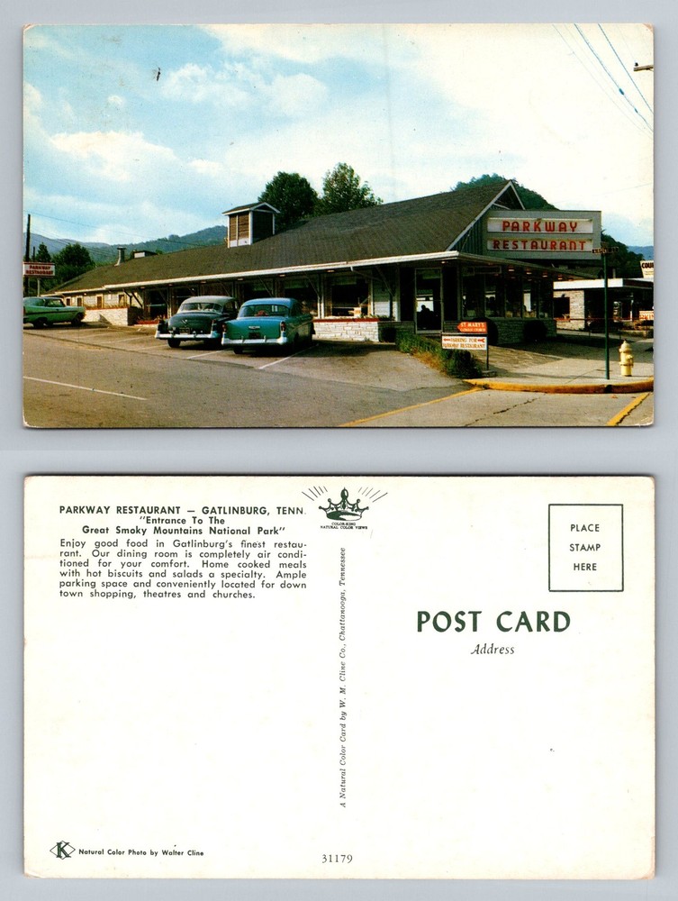 Gatlinburg, TN-Tennessee, Parkway Restaurant Smoky Mountains Vintage Postcard