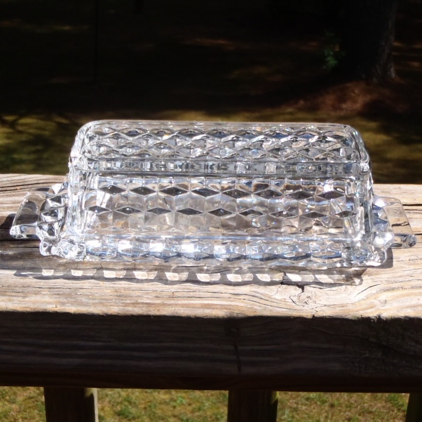 Vintage Fostoria AMERICAN Pattern Clear Glass Cubist 1/4 Pound Stick BUTTER DISH