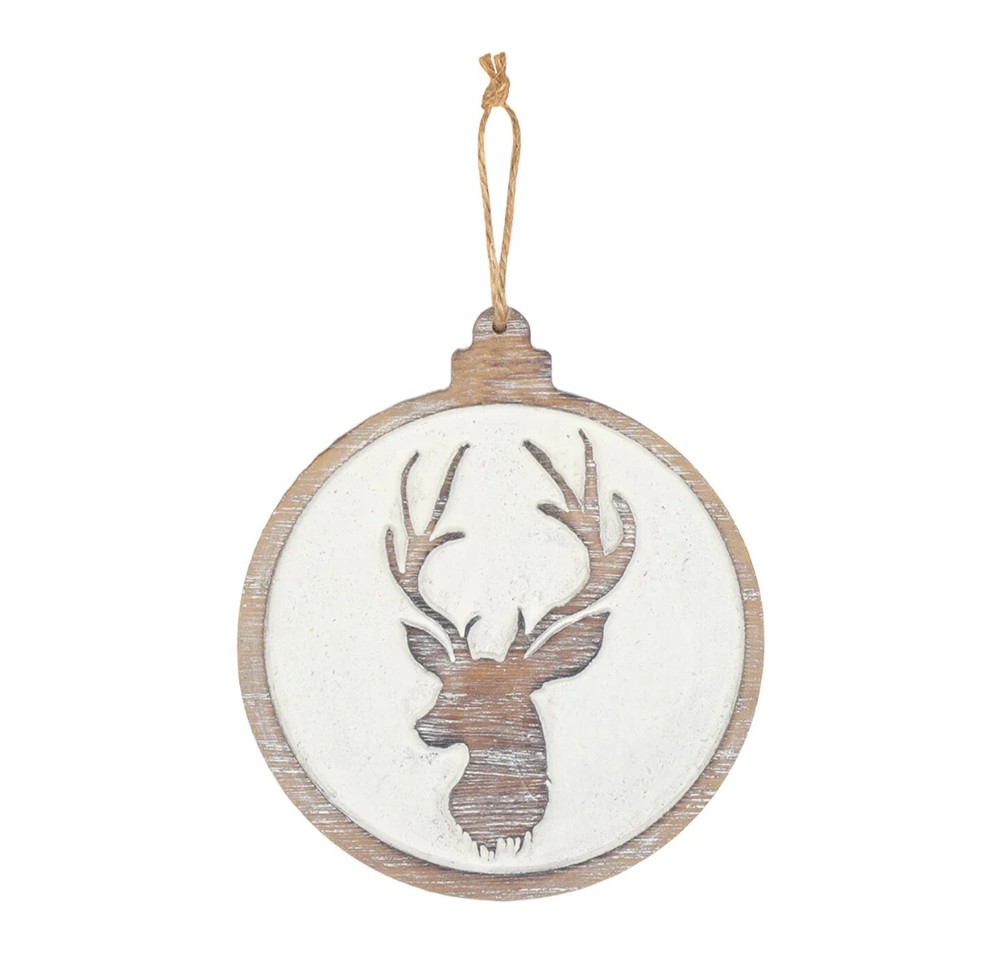 Carved Reindeer Christmas Ornament Gift Decor Accent-image