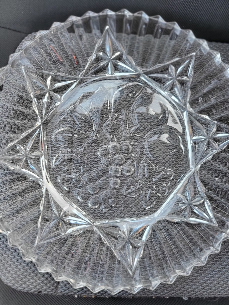 Set Of 4 Vintage Federal Glass Serving Platter Pioneer Pattern Fruit Design 11