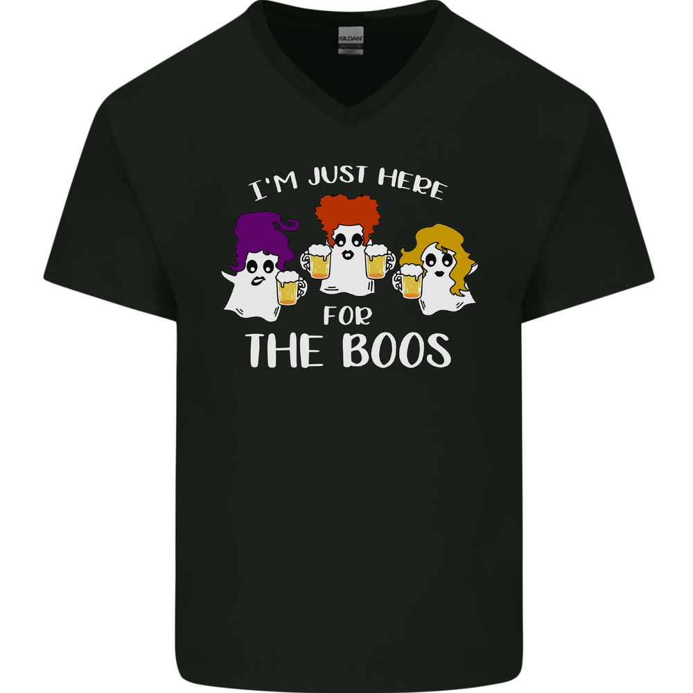 Halloween Im Just Here For the Boos Mens V-Neck Cotton T-Shirt