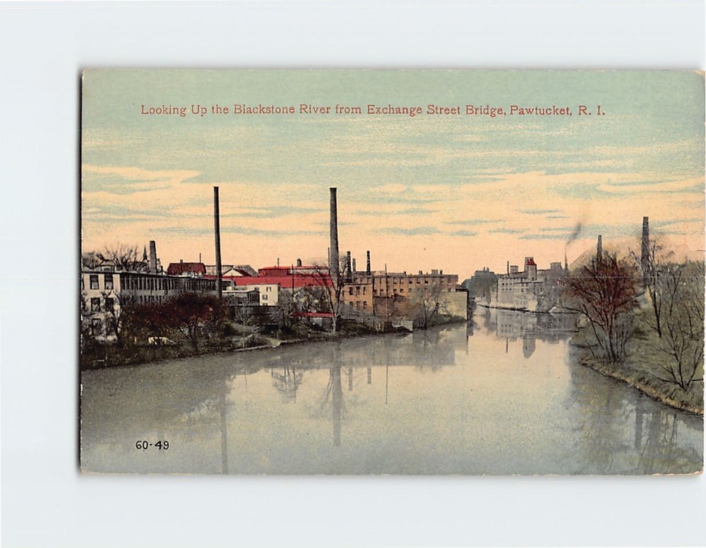 Postcard Looking Up the Blackstone River Pawtucket Rhode Island USA