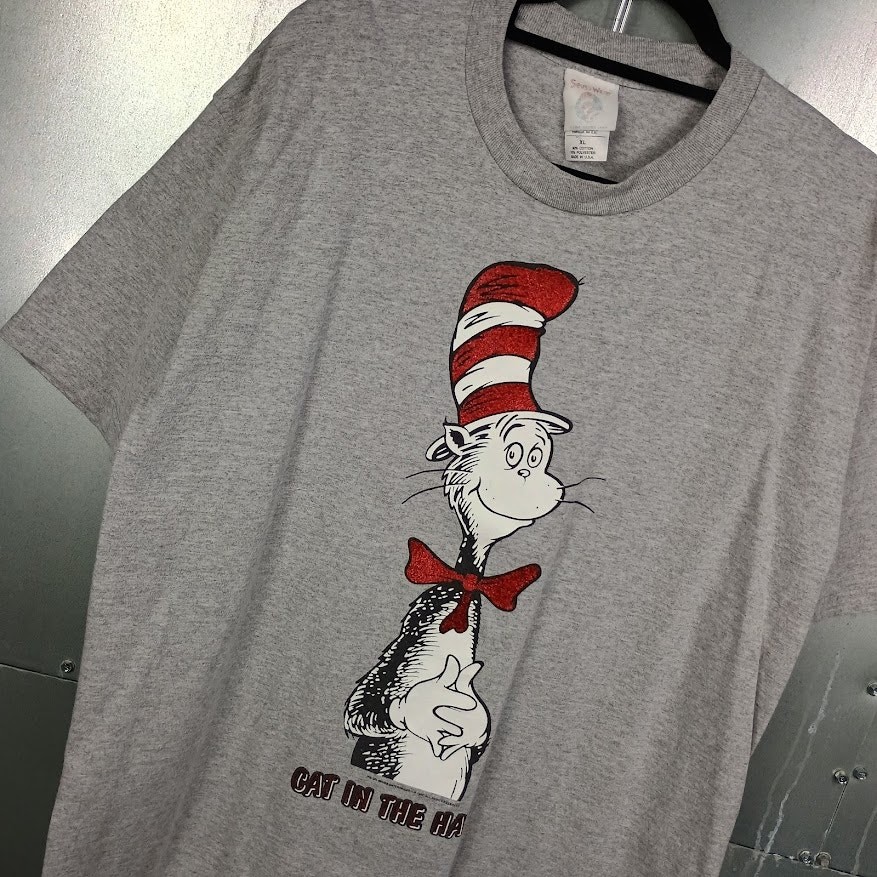 Cat in the Hat Dr Seuss Vintage 90s Art Reading T-shirt XL Book Teacher Cartoon
