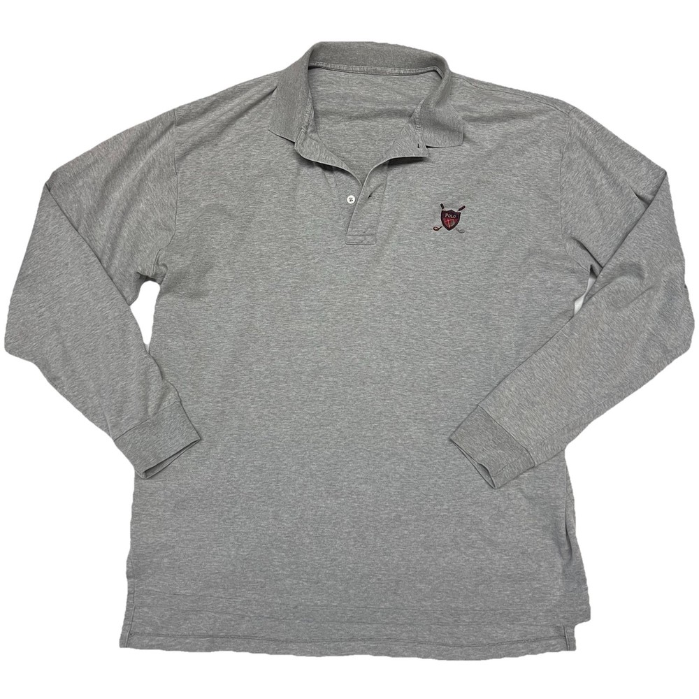 Polo Golf By Ralph Lauren Polo Shirt Men's M Gray Long Sleeve Preppy Classic