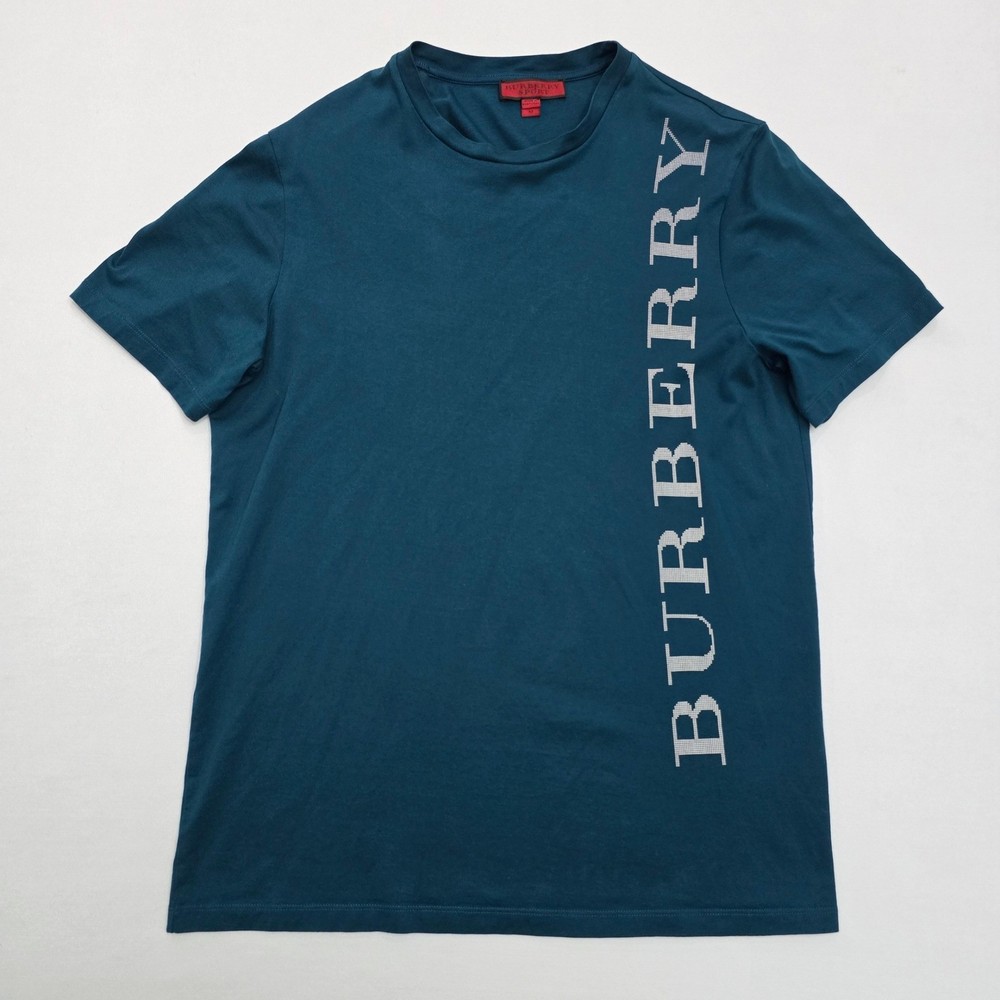 Burberry Sport Mens Teal Blue Logo Graphic T-Shirt Cotton Size M Portugal