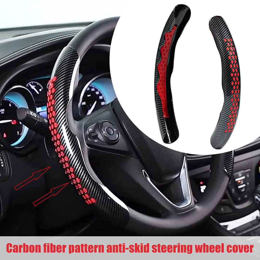Red Carbon Fiber Car Steering Wheel Booster Cover Nonslip Protector Accessories