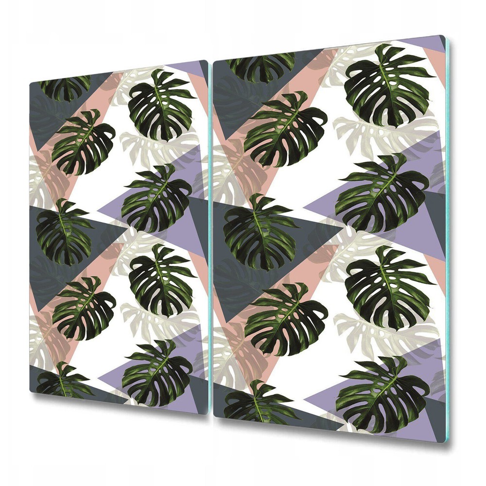 Tempered Glass Bread Board Worktop Saver Colourful Monstera Tropical 2x30x52