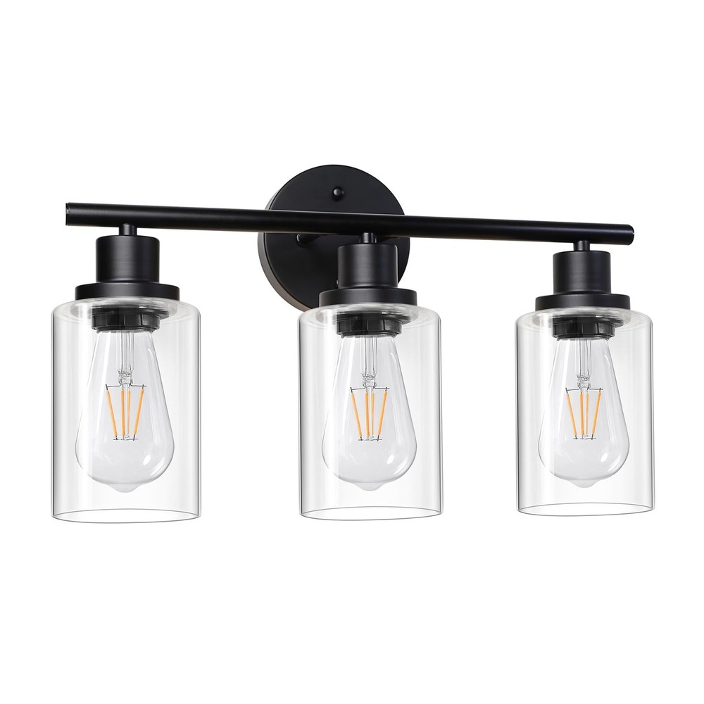 Unicozin Modern Bathroom Light Fixtures, 3 Light Vanity Lights, Black Wall La...