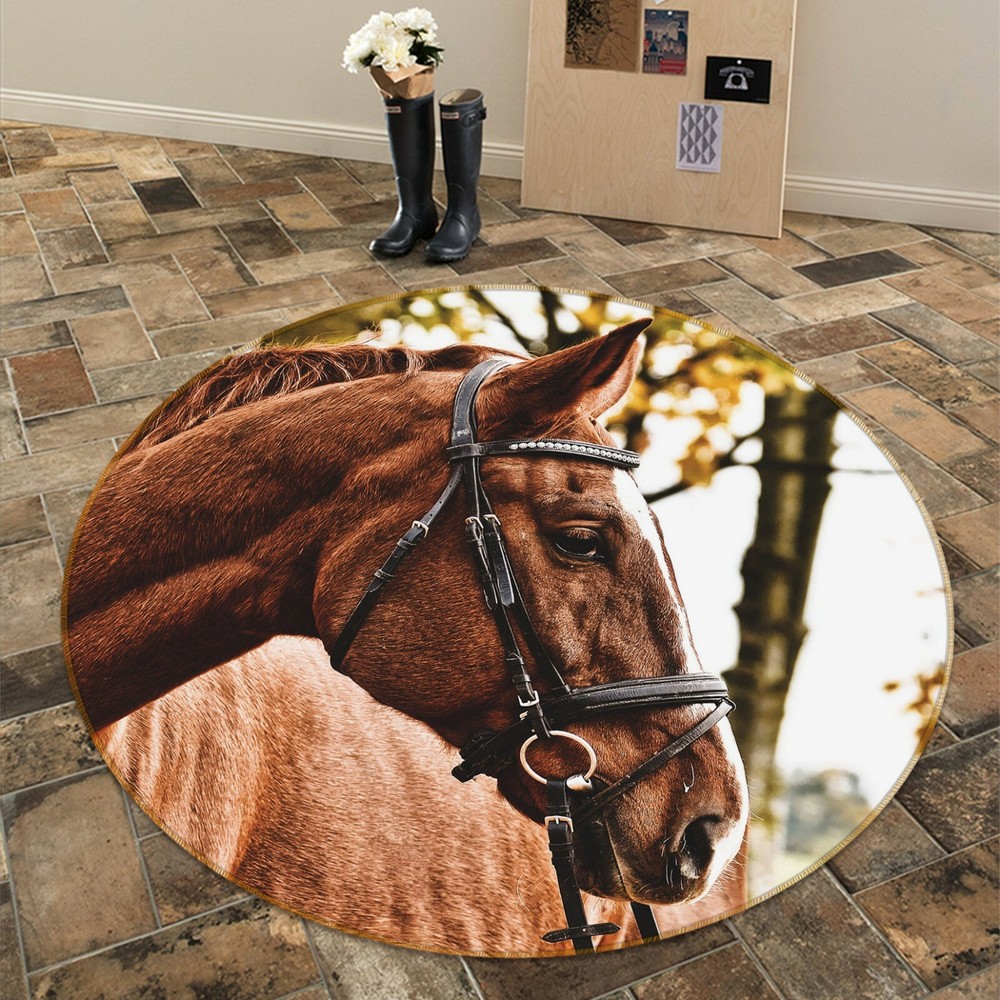 3D Park Tree Horse O159 Animal Non Slip Rug Mat Elegant Photo Carpet Fay