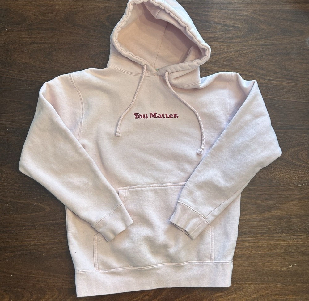 You Matter by Demetrius Harmon Light Pink Pullover Hoodie Women’s Small