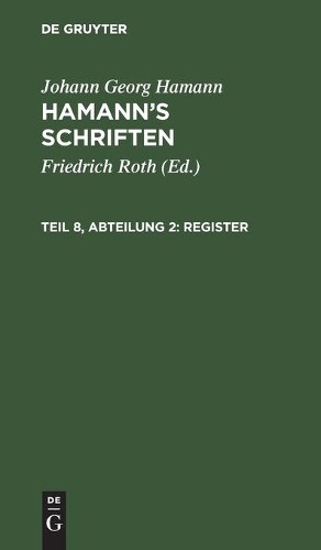 Johann Georg Hamann Register (Hardback)